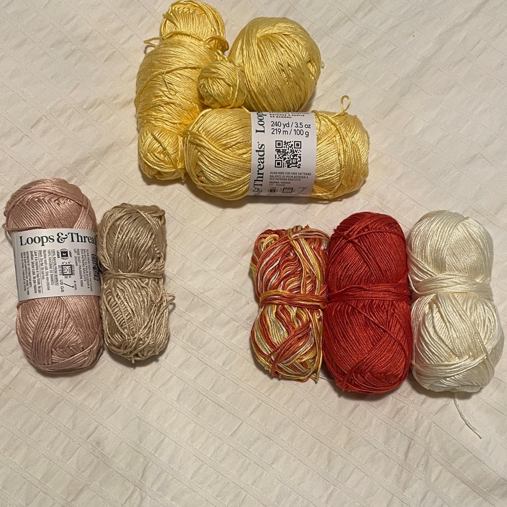 Loops & Threads Yarn Bundle - Yellow, Red, Cream, Tan